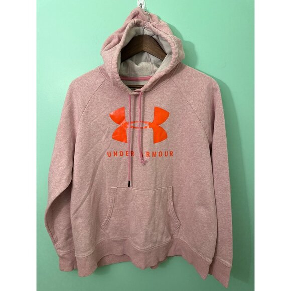 Under Armour Womens Pink Hoodie XL Loose Fit Long Sleeve Sweatshirt With Kangaro - Picture 1 of 6